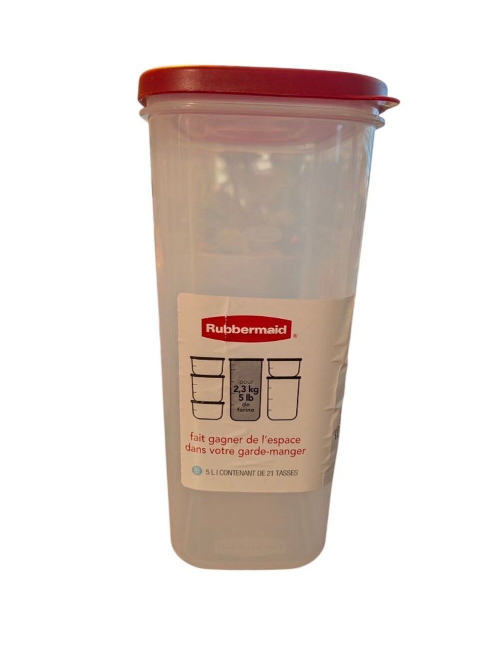 Rubbermaid 5L Clear Plastic Pantry Storage Container With Red Lid BPA-Free Holds